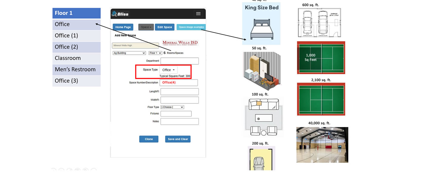 Typical Space feature to avoid having to measure every space.