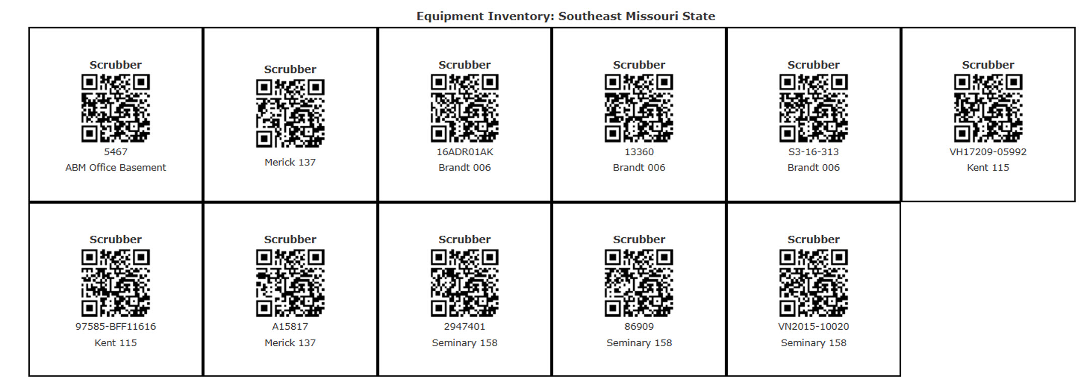 Bliss Equipment QR Codes 2-5