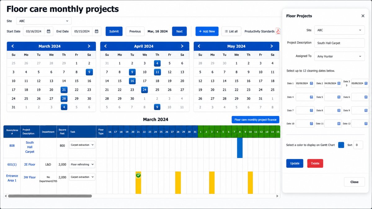 Floor Care Monthly Projects to properly schedule project tasks throughout the year.