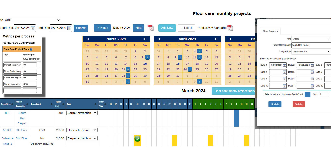 Floor Care Monthly Projects to properly schedule project tasks throughout the year.