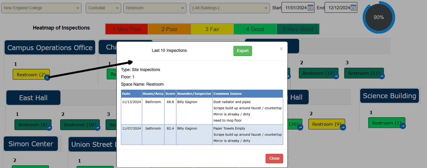 Heatmap of Inspections