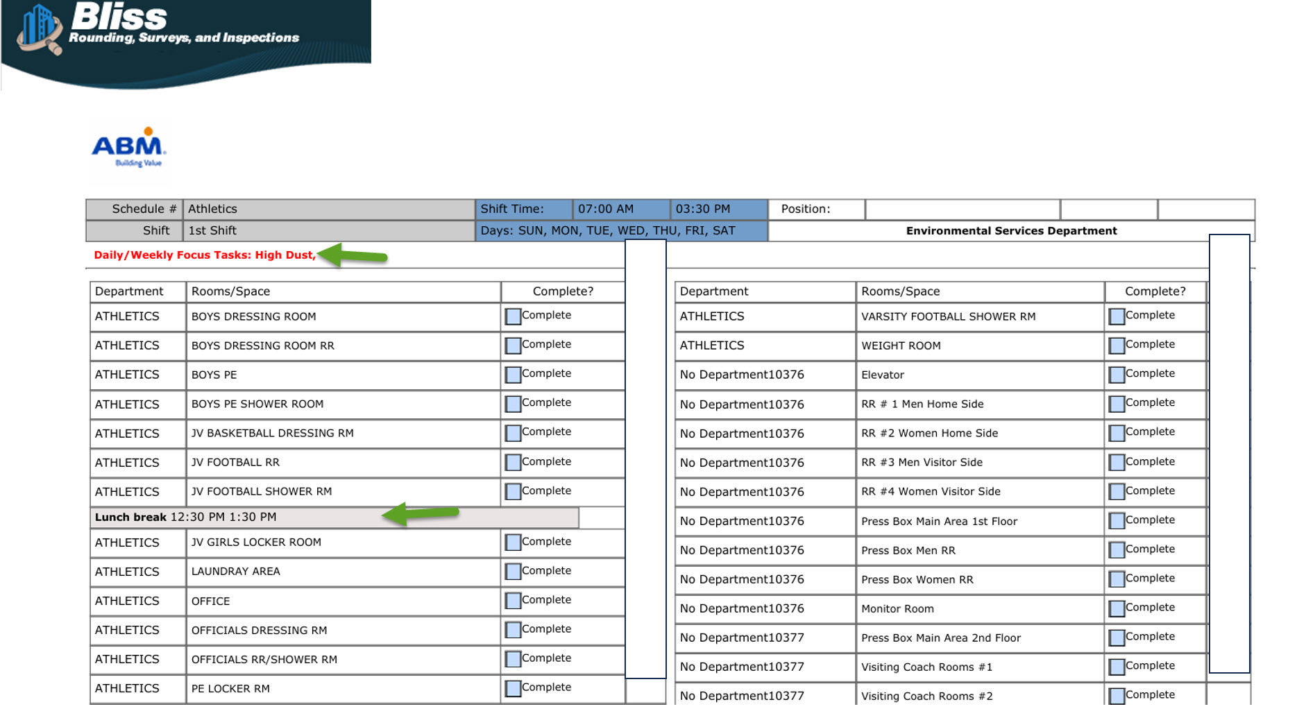 Printable Duty Lists and sign in sheets to organize staff and their cleaning schedules